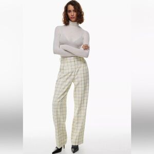 Wilfred Effortless Plaid Pants MARISOL LT BRC Color Cream and Brown Size 4